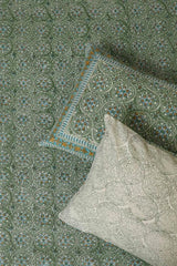 Sootisyahi 'Dream Green' Handblock Printed Cotton Bedsheet - SootiSyahi