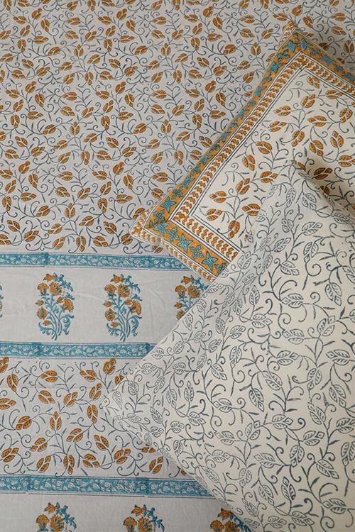 Sootisyahi 'Dream of Flowers' Handblock Printed Cotton Bedsheet - SootiSyahi