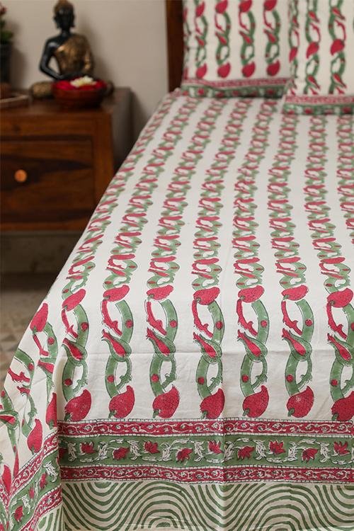 Sootisyahi 'Dream of Plums' Handblock Printed Cotton Bedsheet - SootiSyahi