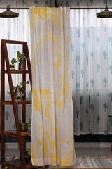 SootiSyahi 'Dreaming Yellow' Handmarble Printed Cotton Door Curatin - SootiSyahi