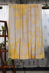 SootiSyahi 'Dreaming Yellow' Handmarble Printed Cotton Window Curatin - SootiSyahi