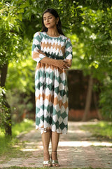 SootiSyahi 'Earthy Fall' Block Printed Cotton Dress - SootiSyahi