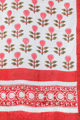 SootiSyahi 'Evergreen cherry' Handblock Printed Cotton Door Curtain - SootiSyahi