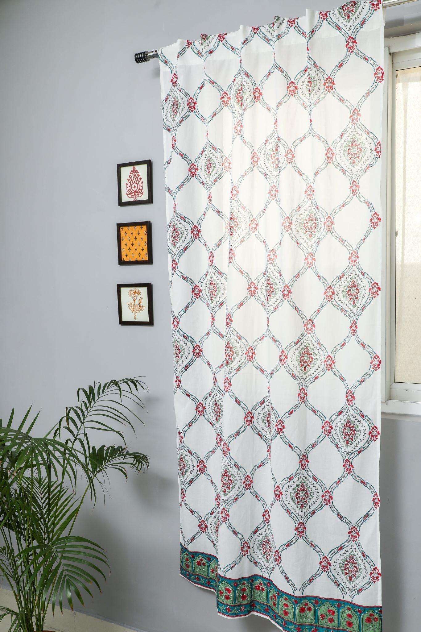 SootiSyahi 'First Impression' Handblock Printed Cotton Door Curtain - SootiSyahi