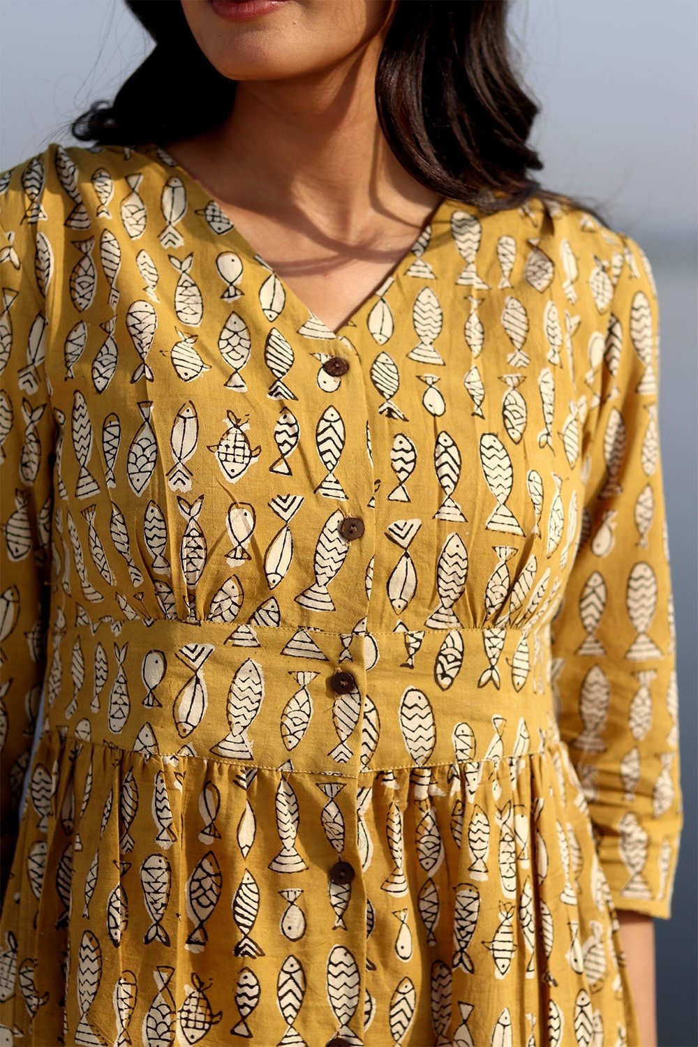 Cotton fish print outlet dress