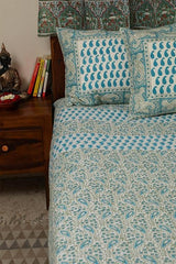Sootisyahi 'Floral Ambar' Handblock Printed Cotton Bedsheet - SootiSyahi