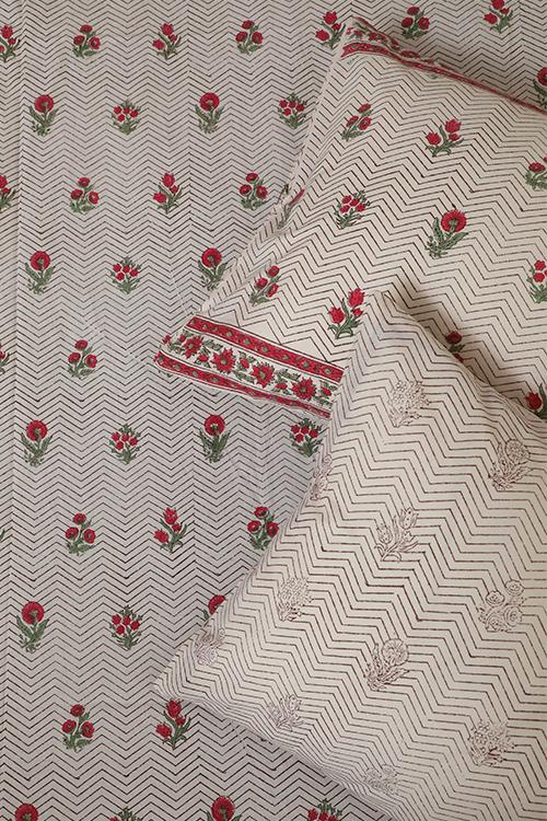 Sootisyahi 'Floral Bed' Handblock Printed Cotton Bedsheet - SootiSyahi