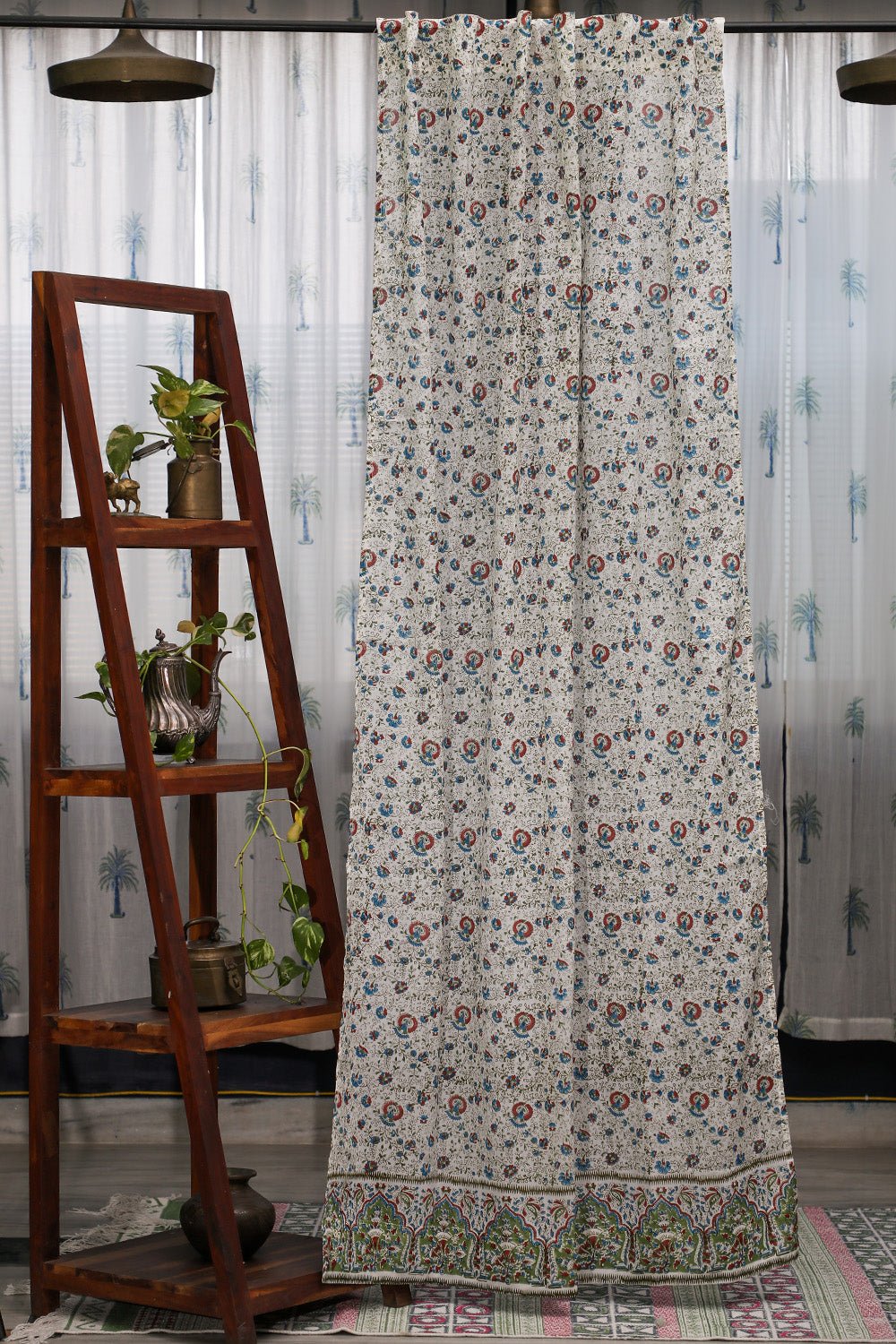 SootiSyahi 'Floral Blossom' Handblock Printed Cotton Door Curatin - SootiSyahi