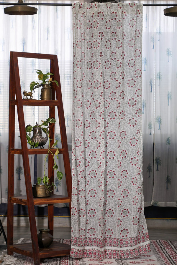SootiSyahi 'Floral Chakras' Handblock Printed Cotton Door Curatin - SootiSyahi