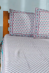 Sootisyahi 'Floral dots' Handblock Printed Cotton Bedsheet - SootiSyahi