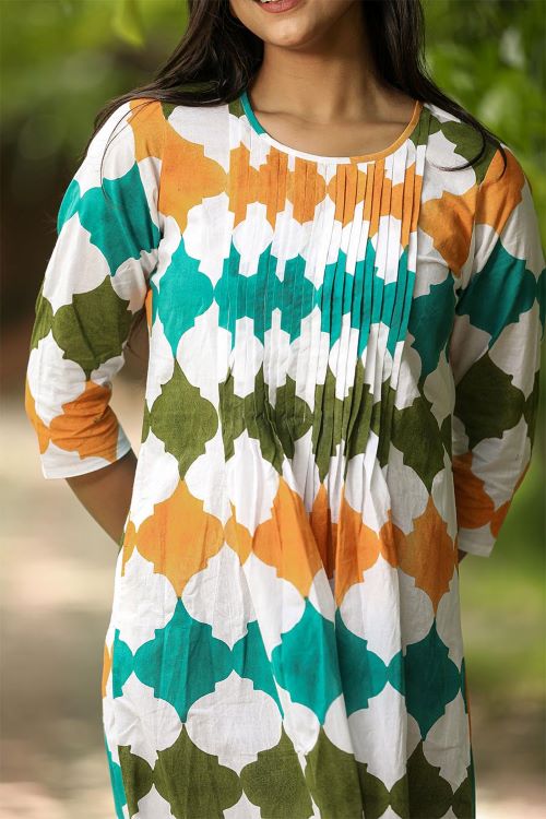 SootiSyahi 'Floral Era' Block Printed Cotton Dress - SootiSyahi