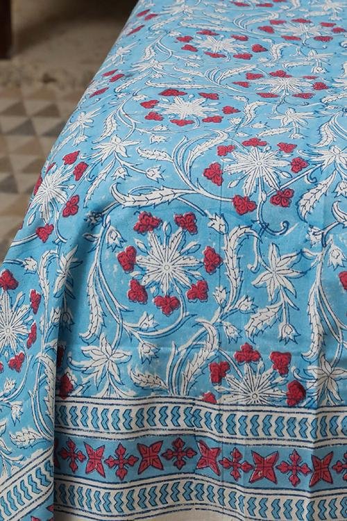 Sootisyahi 'Floral Mesh' Handblock Printed Cotton Bedsheet - SootiSyahi