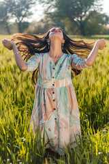 Sootisyahi 'Flow Rust' Handmarble Printed Pure Cotton Dress - SootiSyahi