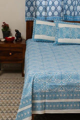 Sootisyahi 'Flowering Blue' Handblock Printed Cotton Bedsheet - SootiSyahi