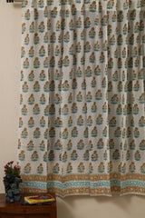 Sootisyahi 'Flowering Day' Handblock Printed Voile Cotton Curtain - SootiSyahi
