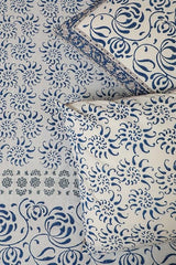 Sootisyahi 'Flowering Waves' Handblock Printed Cotton Bedsheet - SootiSyahi