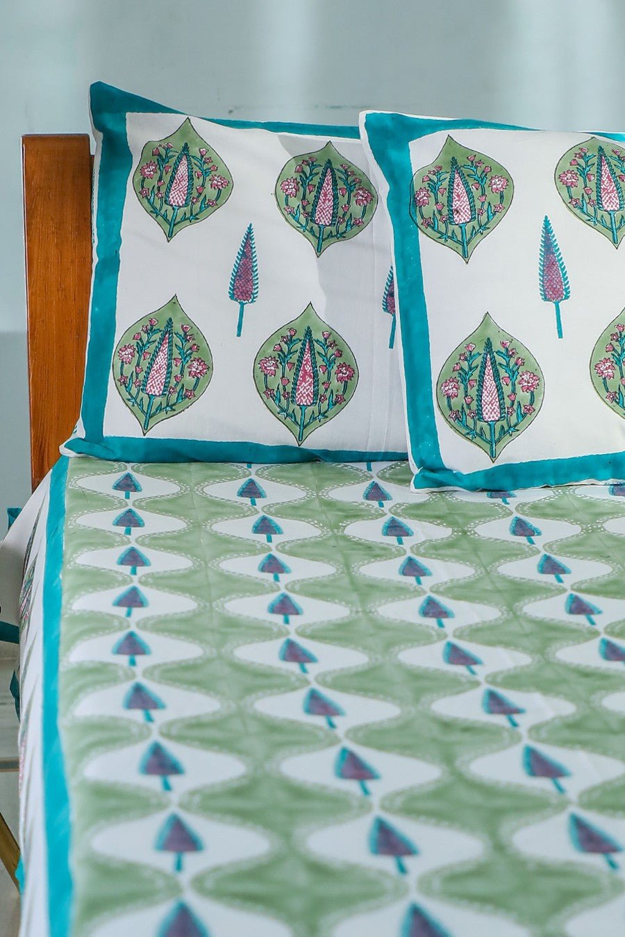 SootiSyahi 'Four Seasons' Handblock Printed Cotton Bedsheet - SootiSyahi