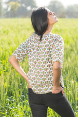 Sootisyahi 'Fresh Flora' Azofree Handblock Printed Pure Cotton Crop Top - SootiSyahi