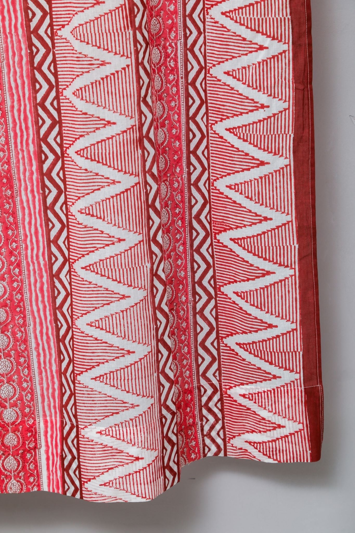 SootiSyahi 'Geometric Romance' Handblock Printed Cotton Door Curtain - SootiSyahi