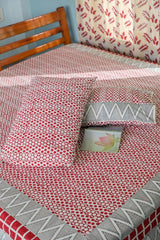 SootiSyahi 'Geometrical valley' Handblock Printed Cotton Bedsheet - SootiSyahi