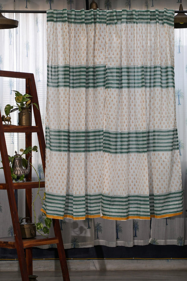 SootiSyahi 'Good Vibes' Handblock Printed Cotton Window Curatin - SootiSyahi