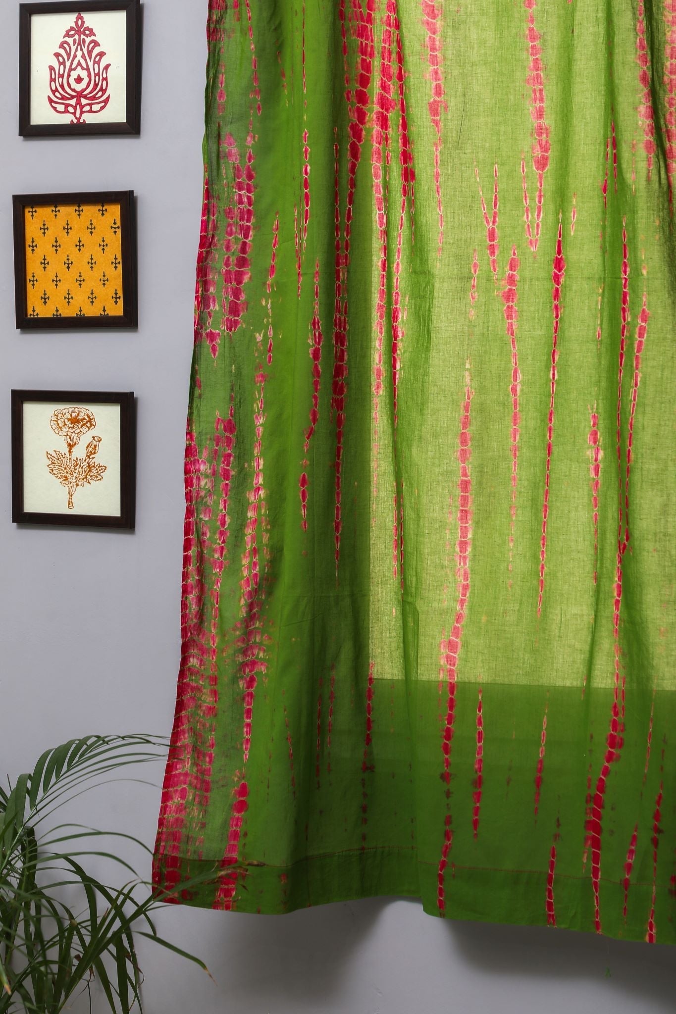 SootiSyahi 'Hardy mum' Handblock Printed Cotton Window Curtain - SootiSyahi