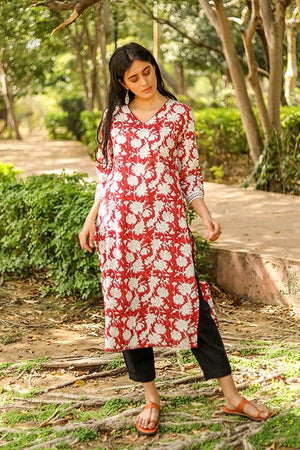 Sootisyahi 'Charm of the Sea' Azofree Handblock Printed Pure Cotton Kurti