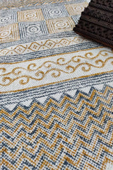 SootiSyahi 'Illusions' Handblock Printed Cotton Dhurrie Rug - SootiSyahi
