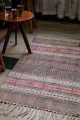 SootiSyahi 'Imperfectly Perfect' Handblock Printed Cotton Dhurrie Rug - SootiSyahi