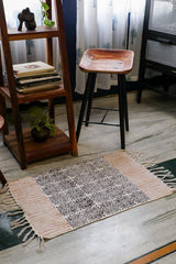 SootiSyahi 'Irrationally Rational' Handblock Printed Cotton Dhurrie Rug - SootiSyahi