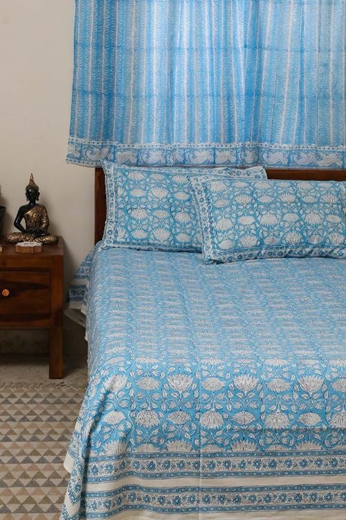 Handblock Printed Cotton Bed Sheets Online SootiSyahi Jal Kamal