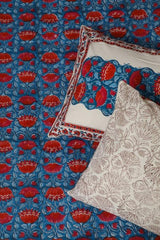 Sootisyahi 'Jal Kumud' Handblock Printed Cotton Bedsheet - SootiSyahi