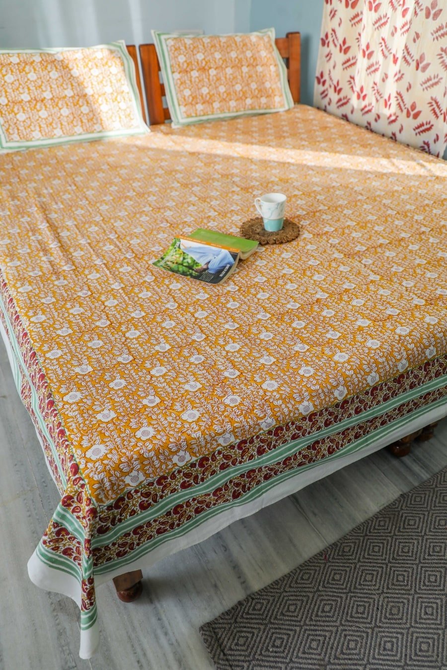 SootiSyahi 'Jungle Tales' Handblock Printed Cotton Bedsheet - SootiSyahi