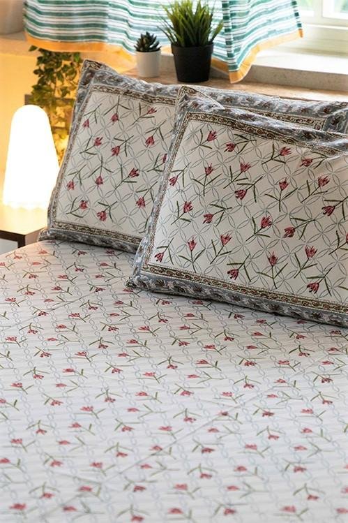 Sootisyahi 'Lily Liberty' Handblock Printed Cotton Bedsheet - SootiSyahi