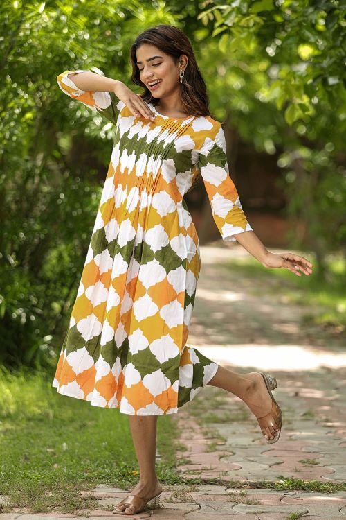 SootiSyahi 'Metallic Mystery' Block Printed Cotton Dress - SootiSyahi