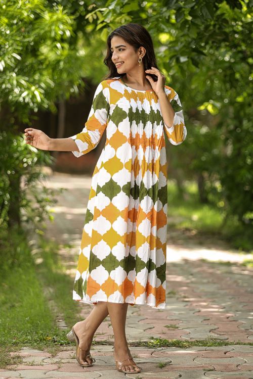 SootiSyahi 'Metallic Mystery' Block Printed Cotton Dress - SootiSyahi
