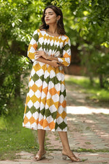 SootiSyahi 'Metallic Mystery' Block Printed Cotton Dress - SootiSyahi