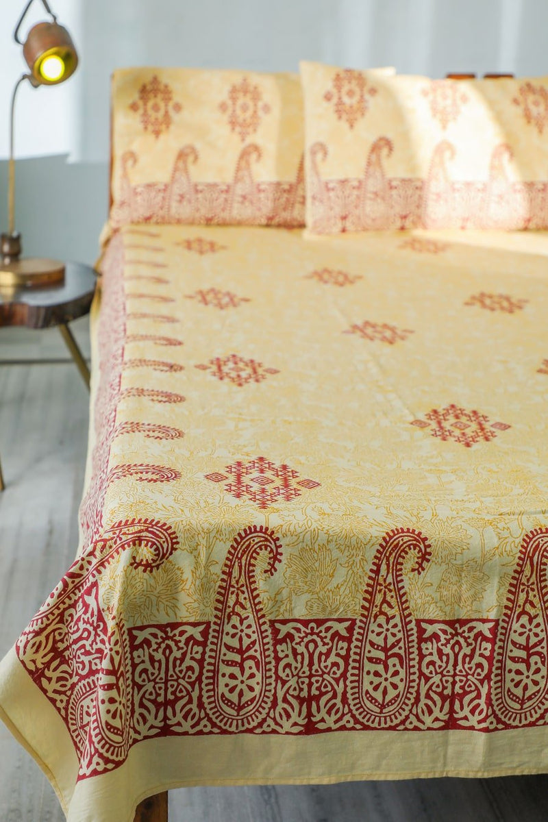 SootiSyahi 'Modern Motley' Handblock Printed Cotton Bedsheet - SootiSyahi