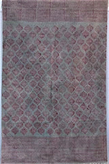 SootiSyahi 'Mughal Gray' Handblock Printed Cotton Dhurrie Rug - SootiSyahi