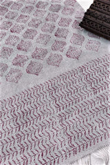 SootiSyahi 'Mughal Gray' Handblock Printed Cotton Dhurrie Rug - SootiSyahi