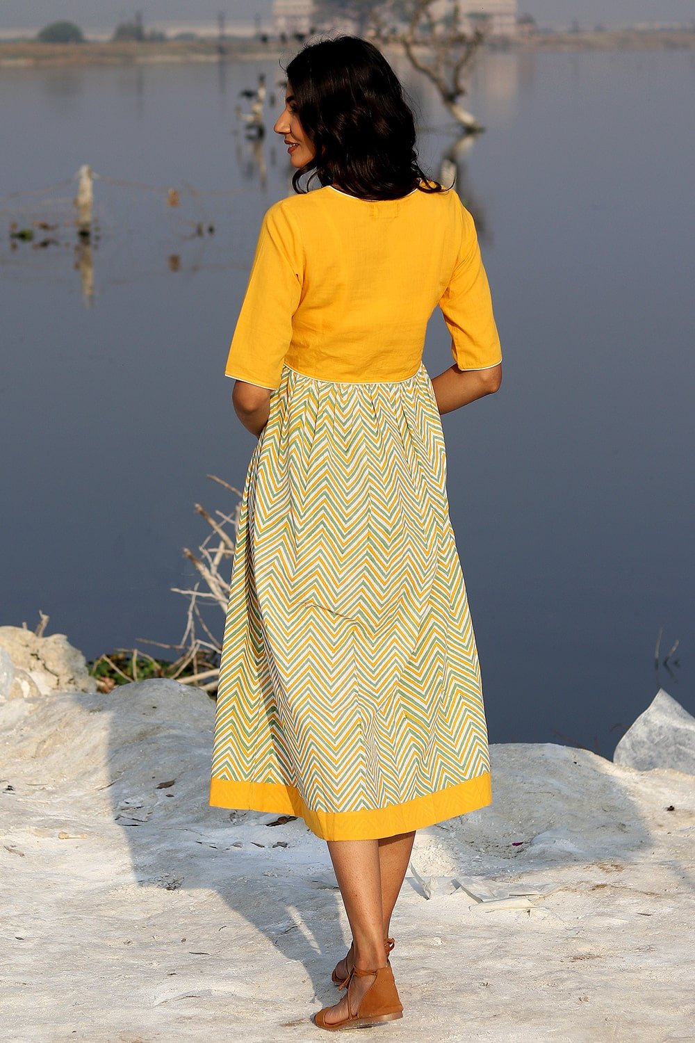SootiSyahi 'Musterd Weave' Cotton Dress - SootiSyahi
