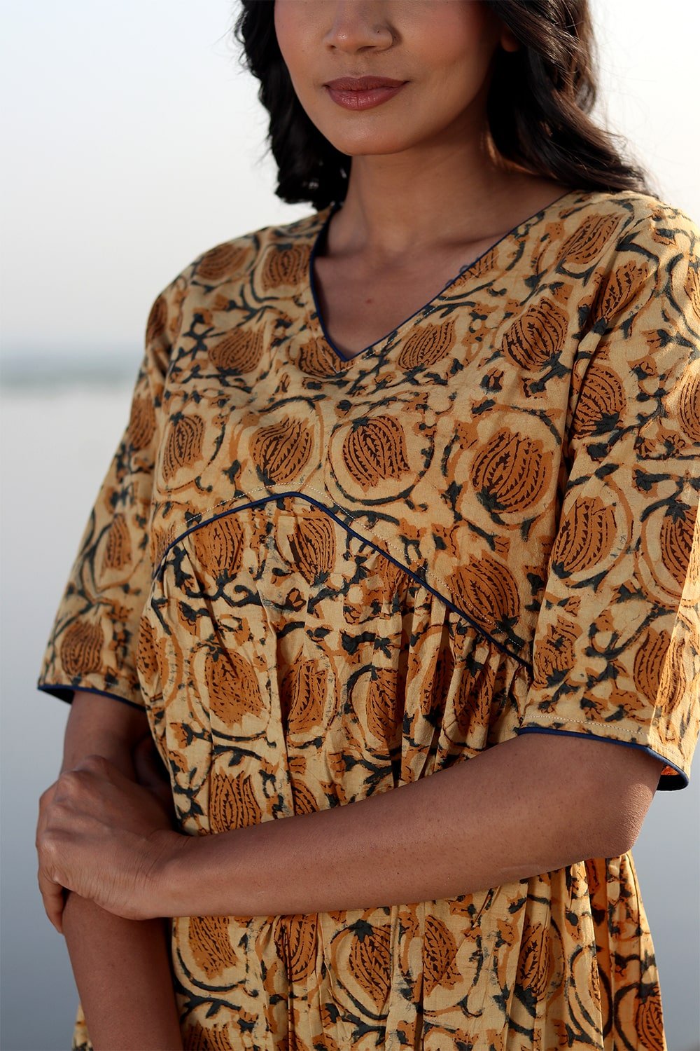 SootiSyahi 'Natural Bliss' Block Printed Cotton Dress - SootiSyahi