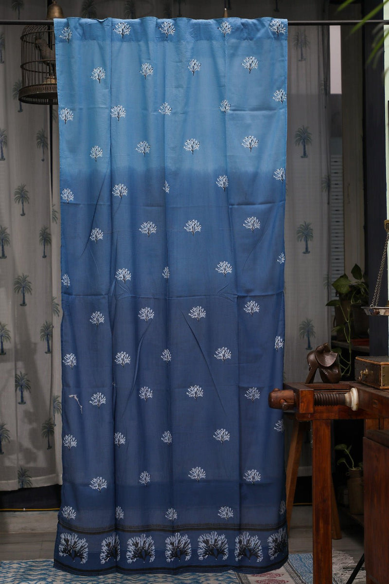 SootiSyahi 'Neela Aasmaan' Handblock Printed Cotton Door Curatin - SootiSyahi