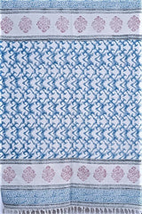 SootiSyahi 'Ocean on Floor' Handblock Printed Cotton Dhurrie Rug - SootiSyahi