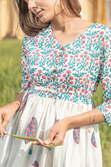 Sootisyahi 'Paisley in the Garden' Azofree Handblock Printed Pure Cotton Dress - SootiSyahi