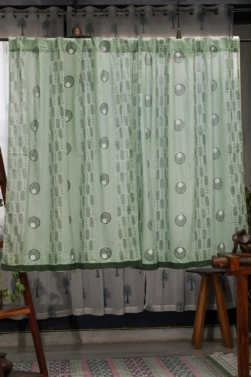 SootiSyahi 'Pastel Dreams' Handblock Printed Cotton Window Curatin - SootiSyahi