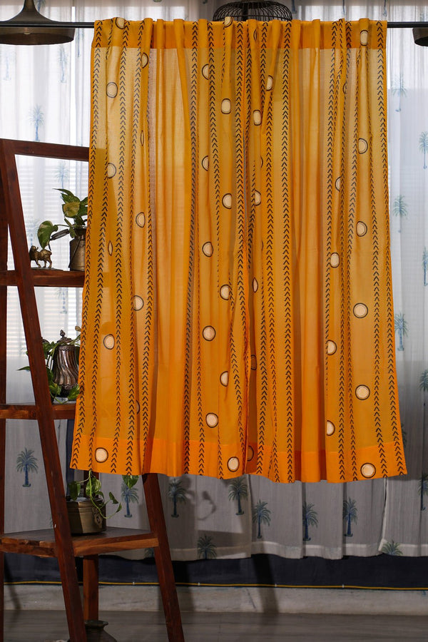 SootiSyahi 'Pastel Polka' Handblock Printed Cotton Window Curatin - SootiSyahi