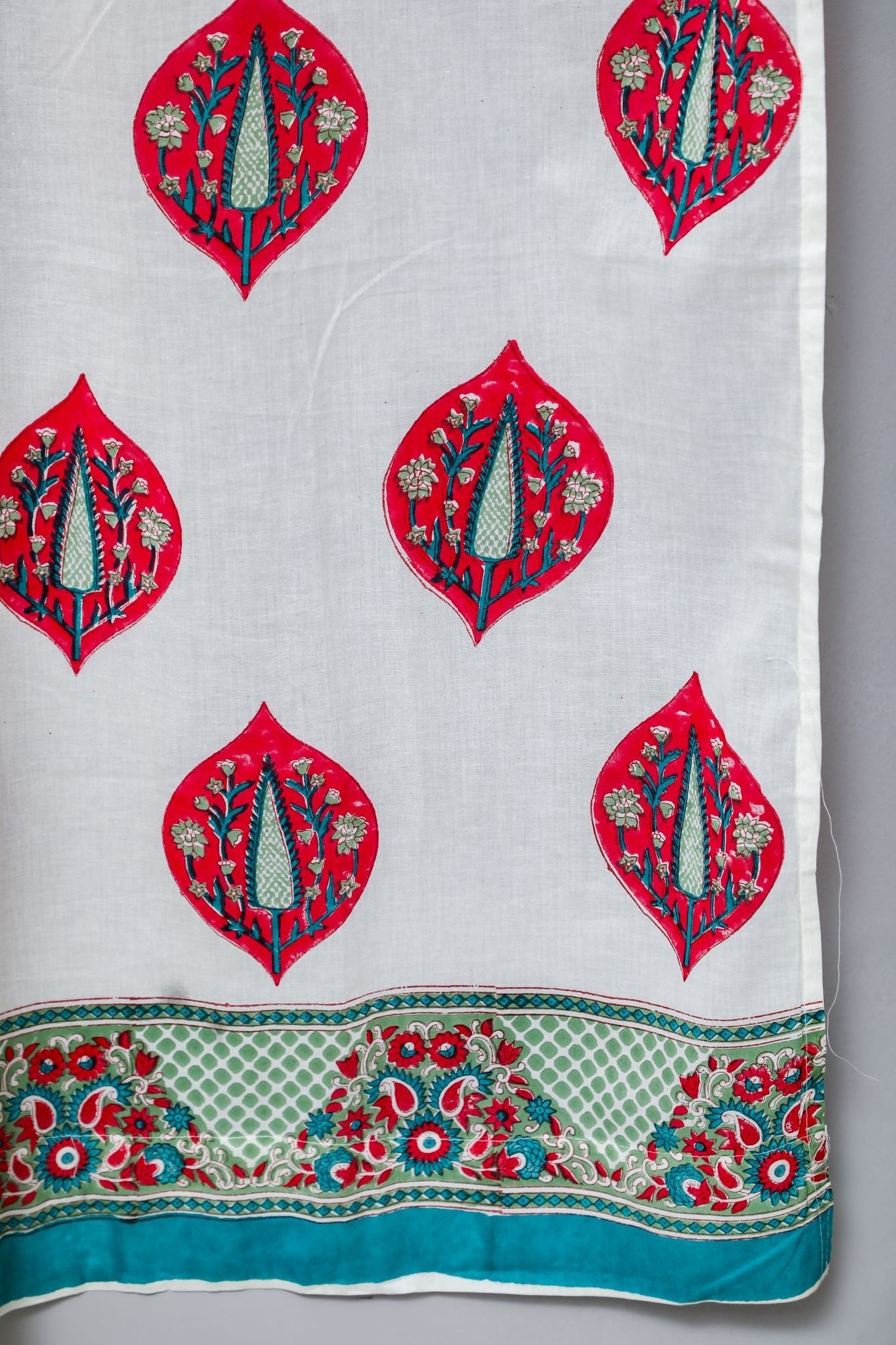 SootiSyahi 'Persian Palm' Handblock Printed Cotton Door Curtain - SootiSyahi