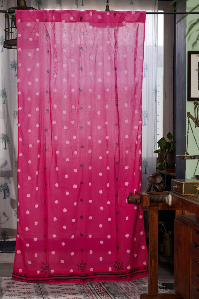 SootiSyahi 'Pink Glow' Handblock Printed Cotton Door Curatin - SootiSyahi