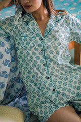 Sootisyahi 'Pretty Petals ' Azofree Handblock Printed Pure Cotton Night Suit - SootiSyahi